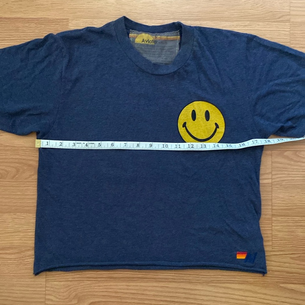 ❤️ Aviator Nation Smiley Face Rainbow Tee Blue Size Small - Picture 4 of 9